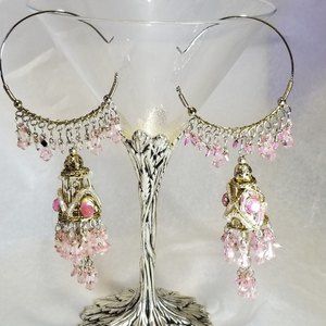 Pink Ethnic Boho Bollywood Jhumki Jhumka Traditional Indian Chandelier E…